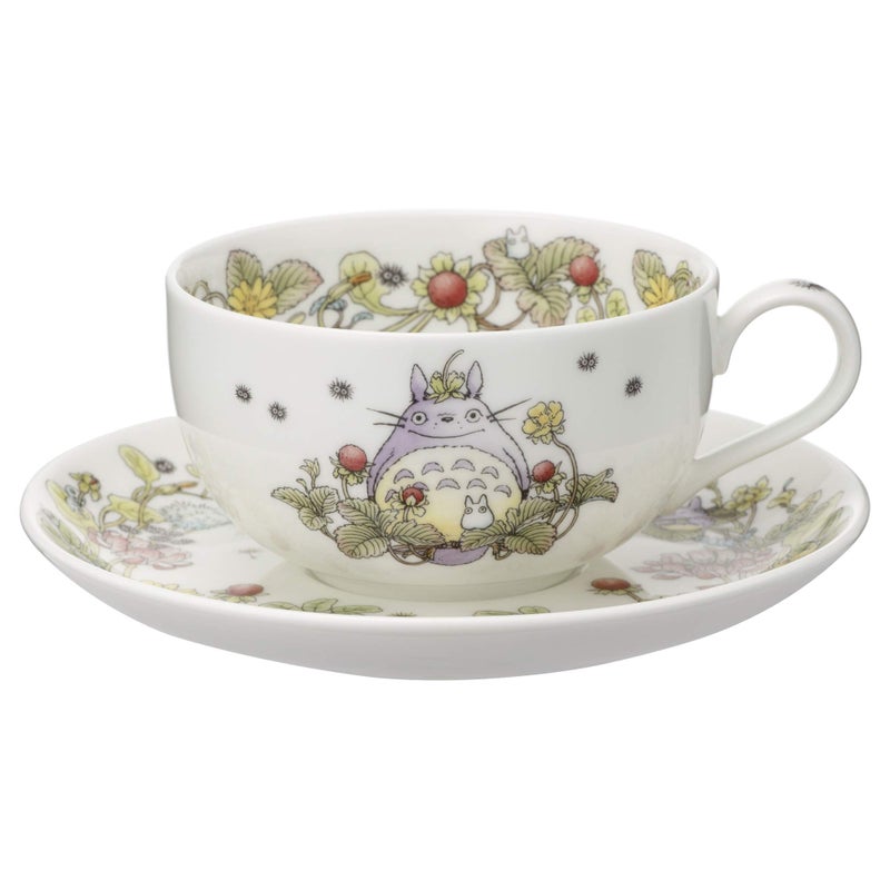 Noritake T97285A/4660-3 My Neighbor Totoro Milk Tea Cup & Saucer, 11.8 fl oz (325 cc), Snake Strawberry Version, Microwave Safe, 1 Guest, Bone China - Image 2